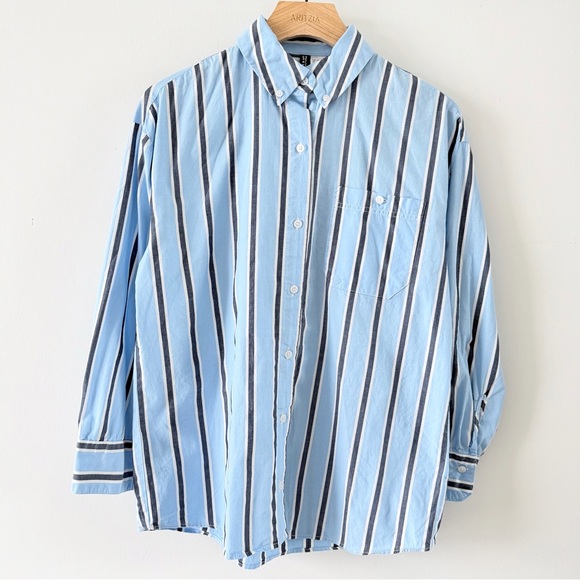H&M Divided Blue Stripe Shirt and Shorts Set XXS Matching Co-Ord - Picture 3 of 16